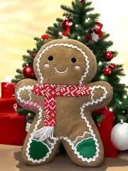 Gingerbread Red Scarf Gingerbread Man Decor Plush Christmas Weighted Bottom “11
