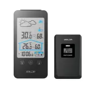 BALDR Touch Key Wireless Weather Station Alarm Clock Calendar Moon Phase Wireless Indoor and Outdoor Temperature and Hum