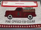 Christmas Table Runner Fabric Red Truck Tree Design. 13"x68" multicolor season