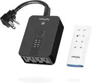 Outdoor Light Sensor Timer Outlet, 100ft Range Remote Control, Outdoor Timer
