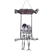 Halloween Skull Skeleton Bride And Groom Welcome Doorplate Hanger
