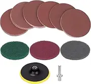 Glarks 64Pcs 5 Inch Sanding Discs Pad Kit, Angle Grinder Attachments with 5/8-11 Threads, Drill Scuffing Discs and 80 100 120 180 240 400 Grits Sandpaper for Metal Wood Buffing Polishing