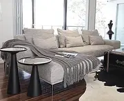 Heath | Sleek Modern 3-Seater Lounge with Left Facing Chaise - Black with White Fleck