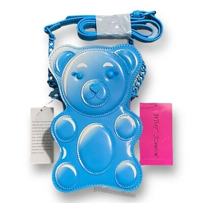 BETSEY JOHNSON Teddy Gummy Bear Novelty Crossbody Bag Blue Kitsch NWT