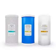 3 BB 10"x4.5" WH Sediment + Cation+ CTO Hardness Reduction Water Filter Set