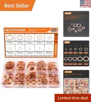 Versatile Copper Sealing Washers Kit - 220 Assorted Pieces for All Applications