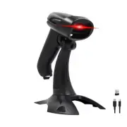 Wireless 2D QR Barcode Scanner with Stand 2.4GHz & USB Wired Barcode Reader H...