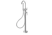 Round free standing floor mounted bath spout with mixer