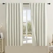 DUALIFE Blackout Natural Linen Curtains for Bedroom - Back Tab Loop Pocket Room Darkening Thermal Insulated Light Blocking Curtains for Living Room (50" W x 72" L,Natural Birch 2 Panels)