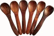 Garden Of Arts Premium Sheesham Wooden Salt/Masala/Tea/Coeffe Spoon (Set of 6) - Small Wooden Serving Spoons Condiments Salts Spoons Honey Teaspoon Wooden Cutlery