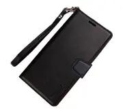 For iPhone 16 Plus Wallet Case with Lanyard Black Colour Flip Cover