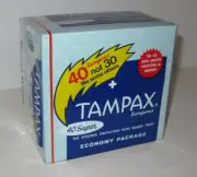 Vintage Tampax Tampons 40 Super 1970s-80s Unopened Box w/Cellophane Kmart NEW
