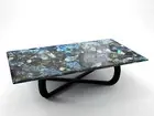 Marble Labradorite Coffee Table Top Epoxy Lawn Table for Home Furniture Decor