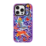 iPhone 16 Pro Impact Ring Stand Case MagSafe Compatible koi fish Japanese tattoo style transparent pattern