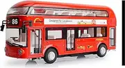 Die-cast 1:50 London Double Decker Bus Sightseeing Truck Memorial Miniature Model Car Alloy Diecast Sound Light Pull Back Vehicle Miniature Vehicle(Red)