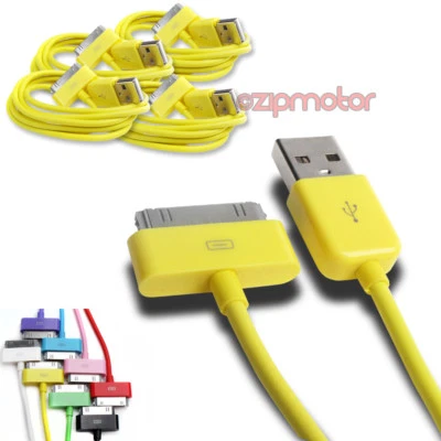 4 PCS USB SYNC DATA POWER CHARGER CABLES APPLE NEW IPAD IPHONE IPOD TOUCH YELLOW