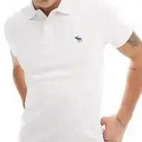 在飛比找Yahoo奇摩購物中心優惠-A&F 熱銷刺繡麋鹿短袖Polo衫(無吊牌)-白色