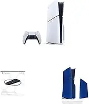 PS5 Disc Console (Slim) + Vertical Stand + Blue Cover