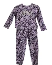 Garanimals Girls 8 Pants Set Purple Leopard Print Knit Top Fleece Pants New