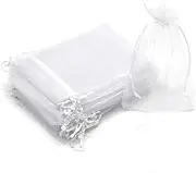 [AcbbMNS] 50pcs White Mesh Organza Bags Drawstring Pouches, 35 x 50cm Large Jewellery Gift Bags Wedding Party Favor Bags Chocolates Candy Pouches