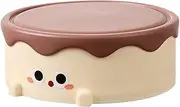 Makeup Box with Mirror,Round Cake Makeup Organizer with Mirror | Dust-Proof Portable Cosmetic Bag Cute Jewelry Storage for Earrings, Lipstick & Brush