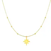 14k Yellow Gold Dangle North Star Charm Necklace, 18"