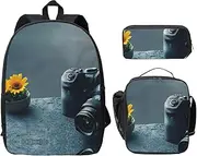 3d Graphics Universe Space Backpacks With Lunch Pack Pencil Case, Lightweight Bookbag For Camping Excursions, Black, One Size, Art Deco