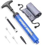 Hand Pump for Balls - Portable Ball Air Pump with Needle 3 pcs and Compact Case - Small Sports Ball Inflator - Volleyball, Soccer, Basketball Pump - Manual Ball Pump for Inflatables (Blue)