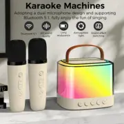 Portable Mini Karaoke Machine For Kids Bluetooth Speaker w/2 Wireless Microphone