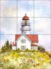 Ceramic Tile Mural Backsplash Hopkins Cape Elizabeth Lighthouse Art CCI-EH76