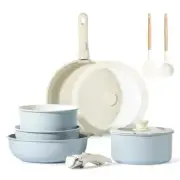 CAROTE 11-Piece Pots and Pans Set: Nonstick Cookware with Detachable Handle