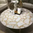 24"x24" Round White Agate Side, End Table, Agate Console Table, Agate Table Deco