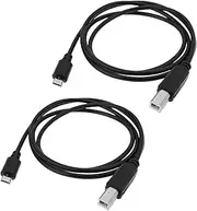 Briny River 2Pcs Micro USB 5pin Male to USB Type B Printer Cable with OTG Feature for Printer Scanner Electronic Piano, 1m