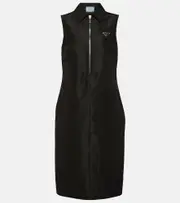 [Prada] Prada Half-zip silk-blend midi dress AU 14 black