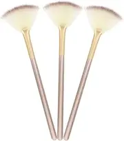 MUCKLILY 3Pcs Fan Shaped Makeup Brush for Blending and Contouring Soft Highlighter Brushes for Blush and Powder Durable Manmade Easy to Clean for Cosmetics Application