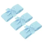 3 Pcs Light Blue Ribbon Crinkle Chiffon, 1 1/2 Inch Handmade Tulle Fabric