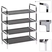 NNEVL Shoe Rack with 4 Shelves Metal and Non-woven Fabric Black