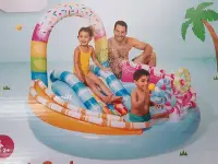 在飛比找Yahoo!奇摩拍賣優惠-玩樂生活 INTEX57144 糖果溜滑梯充氣戲水池 兒童遊