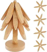 Wooden Tree Shape Trivet Set for Hot Dishes - Foldable Plate Mats, Christmas Coasters, Heat-Resistant Mat for Pots and Pans - Kitchen Table Accessories