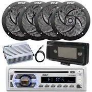 Pyle Bluetooth CD Radio, Amplifier, Antenna, 4x 4" 100W Speaker, Cover (Black)