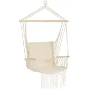 Polycotton Padded Hammock Chair with Spreader Bar - Natural by Sunnydaze