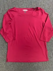 Ladies Pebble Beach Performance 3/4 Sleeve Shirt Reddish Purple Large