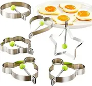 Stainless Steel Egg Shaper Cooking Kitchen Tools Pancake Mold, 6Pcs Stainless Steel Egg Ring Molds,Stainless Steel Fried Egg Pancake Shaper Omelette Mould Frying Egg Ring Pancake Mold Egg Cooking Tool