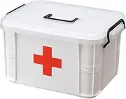 Levoberg Medicine Box Storage Box Organizer 2 Layers with Compartments Family Emergency Kit Storage Case 12.99"x8.85"x7.08"