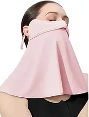 [qqqqqq] Sunscreen Mask Banana Under Summer Women's Neck Protection Anti Ultraviolet Breathable Sunshade Ice Silk Mask for Face Protection-Hibiscus Powder Upgrade||Average Size