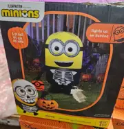 Gemmy 3ft Tall Minion Dave as Skeleton Halloween Inflatable