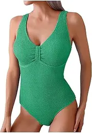 [Generic] One Piece Swimsuit for Women Tummy Control Bathing Suits Push Up High Waisted Cover Belly Swimwear Flattering Swimming Costume Beachwear Resortwear Spring Clothes for Women 2025(*342,M)