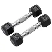 METEOR 1kg Pair Rubber Hex Dumbbells