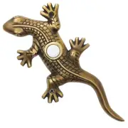 Antique Brass Doorbell Small Gecko Designer Lizard Lighted Push Button Ringer