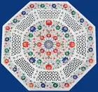 Floral Art Patio Table / Marble Coffee Table top / Gemstone Breakfast Table Top